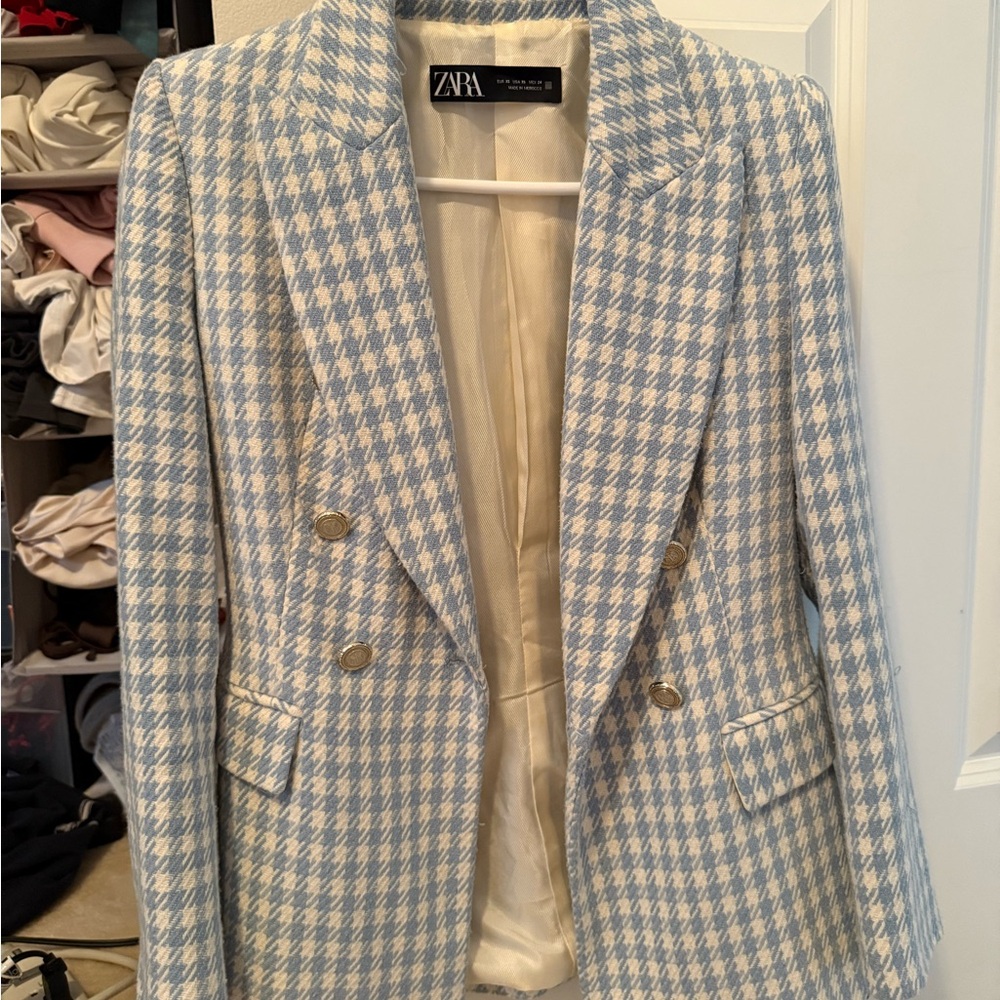 Zara blue checkered blazer